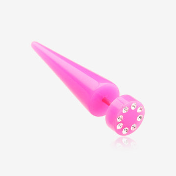 A Pair of Multi Gem Solid Acrylic Faux Taper Earring-Pink